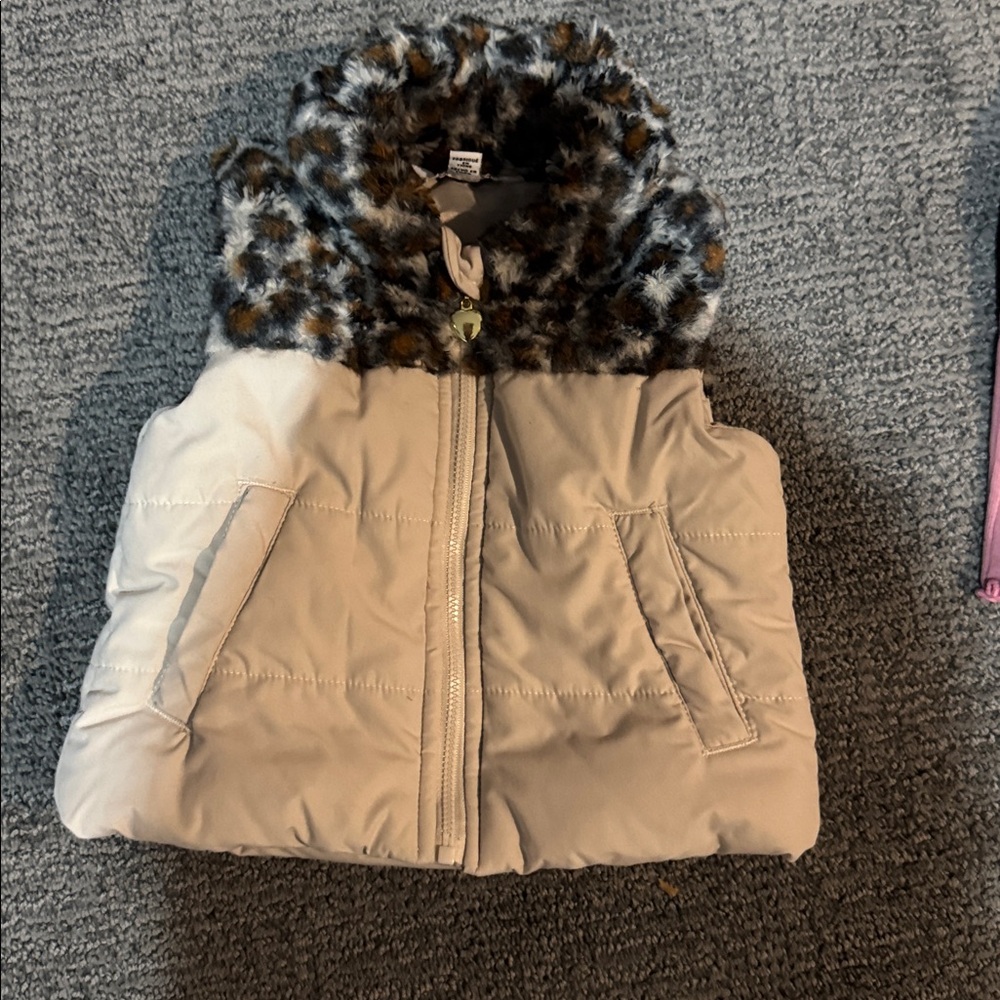Kids Headquarters Tan Vest with Leopard Print